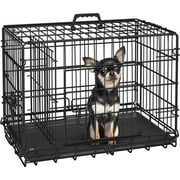Alden Design 24 Inch Divider Dog Kennal with Slide Out Tray, Black