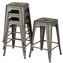 SmileMart Metal 24" Counter Height Stackable Backless Kitchen Bar Stools, Set of 4, Metal