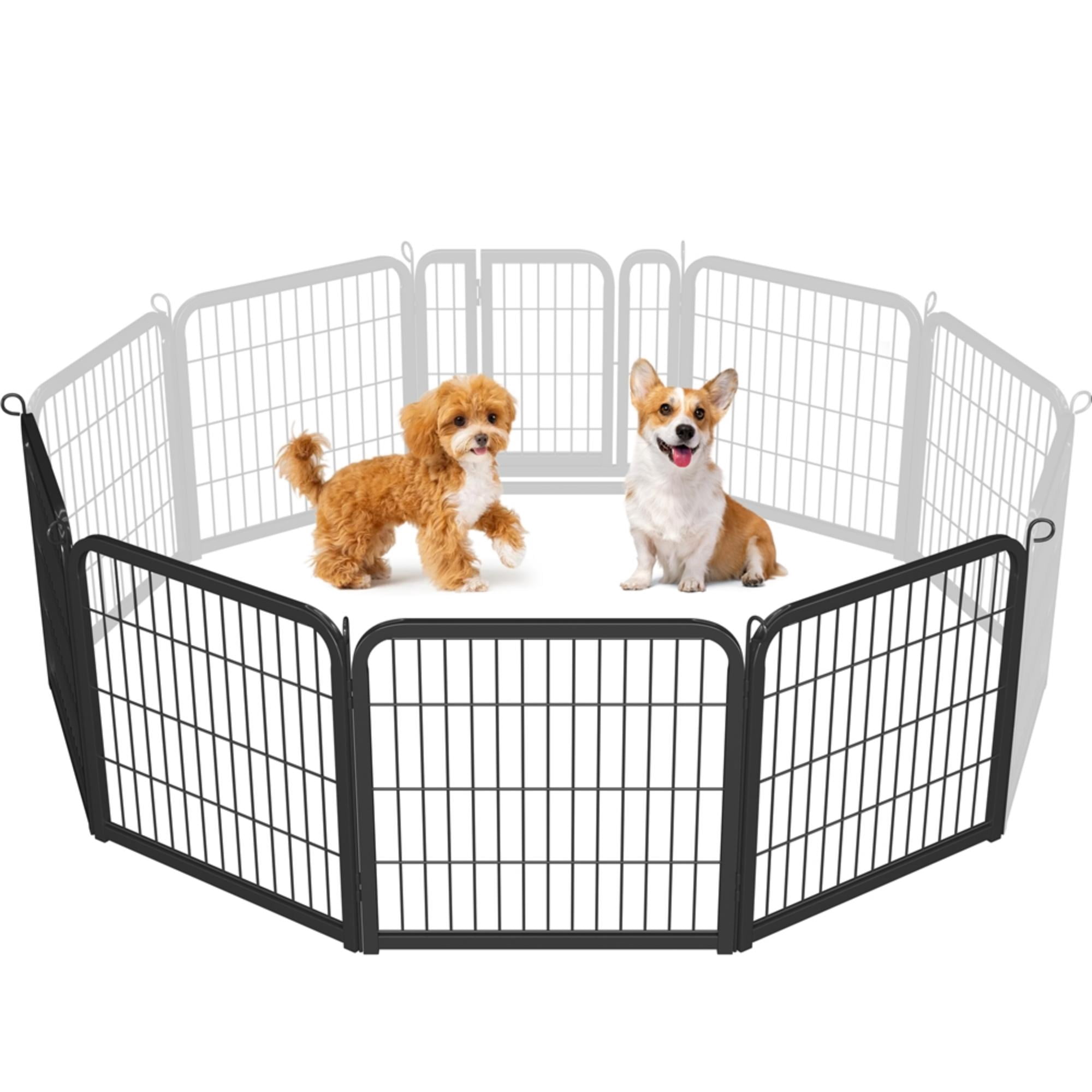 Alden Design 24″ Tall 4-Panel Metal Dog Playpen with Door, Black