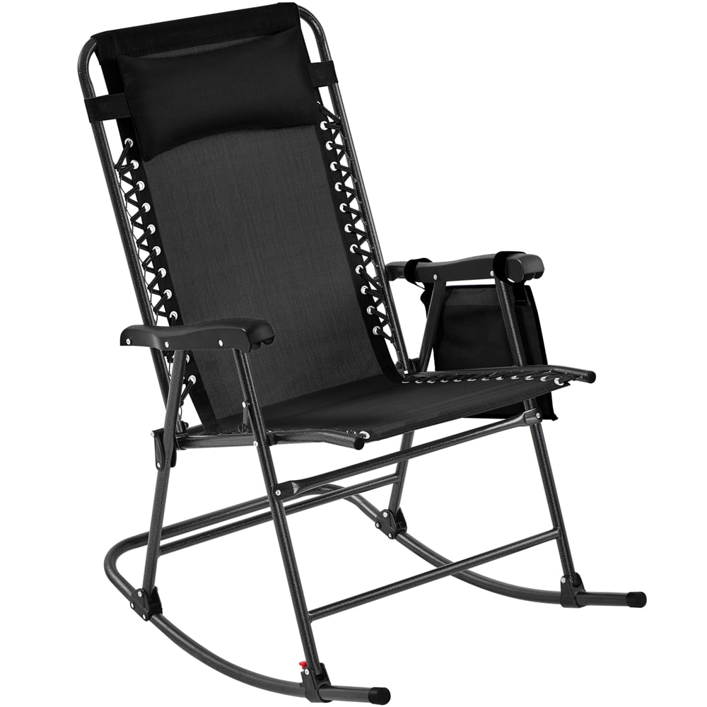 Alden Design 26in Foldable Rocking Lounge Chair with Cupholder