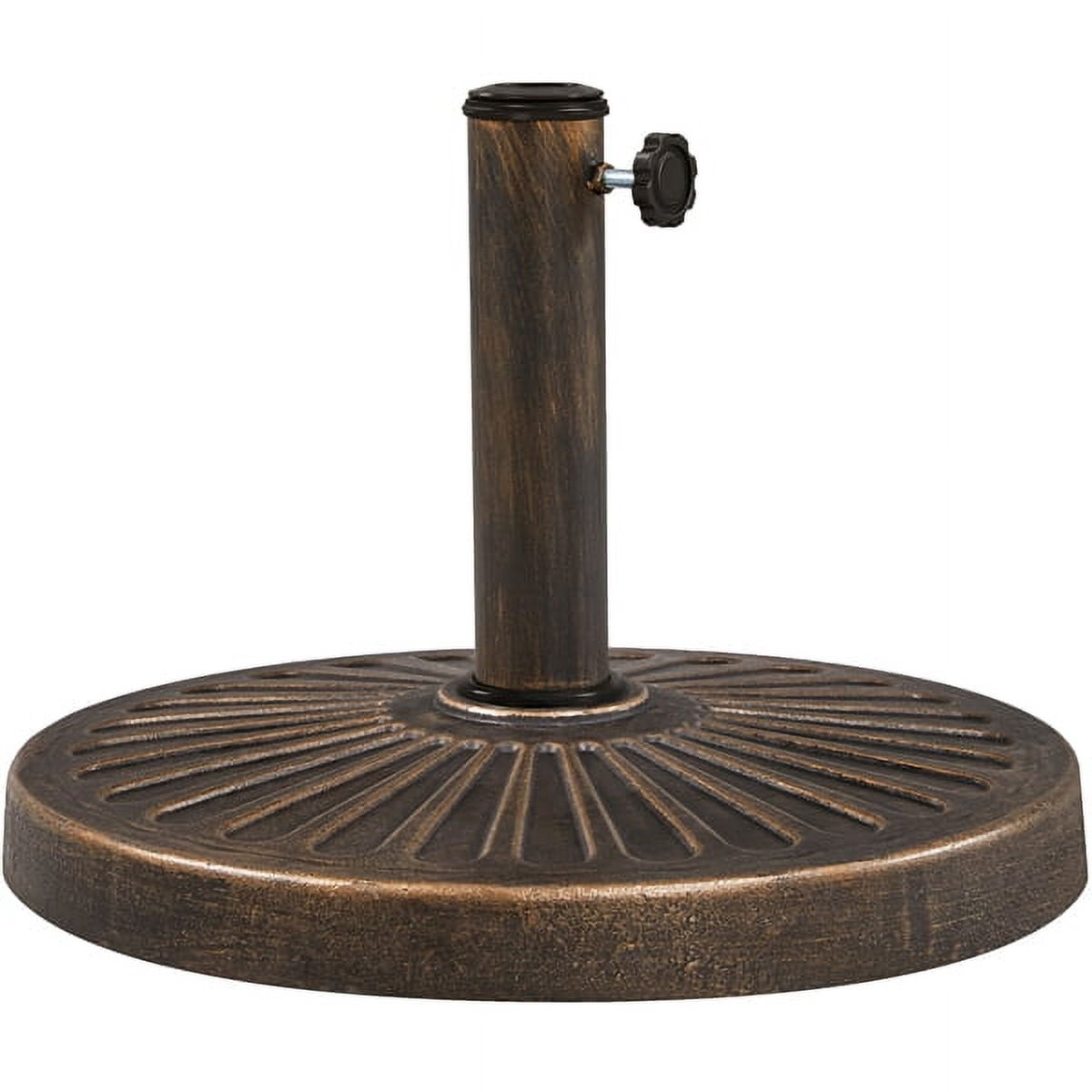 Alden Design 27 lbs Bronze Round Resin and Iron Patio Umbrella Base with Water Resistant