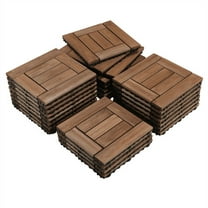 Alden Design 27pcs Indoor & Outdoor Wood Flooring Tiles for Patio Garden, 12" x 12", Brown