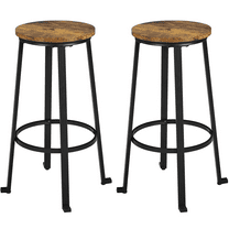 Alden Design 29.5" Metal Frame Backless Bar Stools for Kitchen/Bar, 2PCS, Rustic Brown
