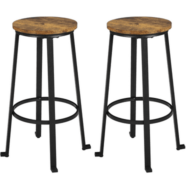 Alden Design 29.5" Metal Frame Backless Bar Stools for Kitchen/Bar, 2PCS, Rustic Brown
