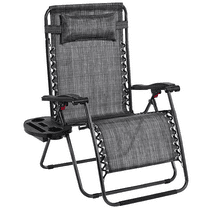 Alden Design 29in Foldable Oversized Zero Gravity Chair with Cupholder for Outdoor, Gray
