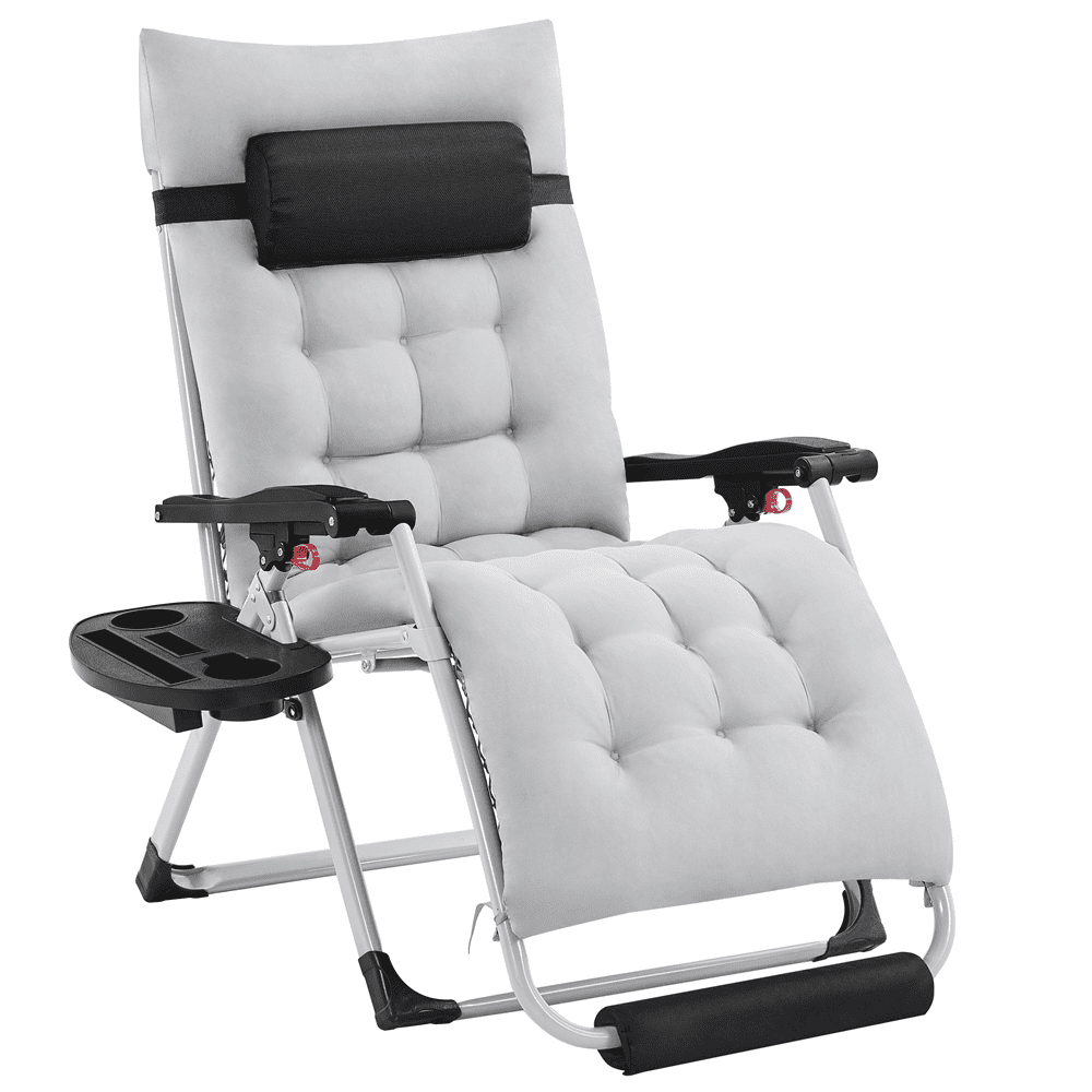 Alden Design 29in Foldable Zero Gravity Recliner with Padded Cushion for Garden, Gray