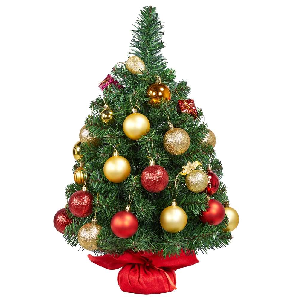 Alden Design 2Ft Tabletop Mini Artificial Christmas Tree with Concrete Base, Green
