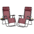thumbnail image 1 of Alden Design 2pcs 26in Foldable Outdoor Zero Gravity Chair with Cupholder/Pillow, Burgundy, 1 of 11