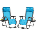 thumbnail image 1 of Alden Design 2pcs 26in Foldable Outdoor Zero Gravity Chair with Cupholder/Pillow, Light Blue, 1 of 9