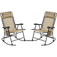 thumbnail image 1 of Alden Design 2pcs Foldable Texteline Zero Gravity Rocking Chair with Pillow for Outdoor, Beige, 1 of 8