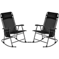thumbnail image 1 of Alden Design 2pcs 26in Foldable Zero Gravity Rocking Chair with Cupholder/Pillow for Outdoor, Black, 1 of 8