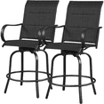 thumbnail image 1 of Alden Design 2pcs Outdoor Swivel Texteline Bar Stools Foam-padded for Garden, Black, 1 of 8