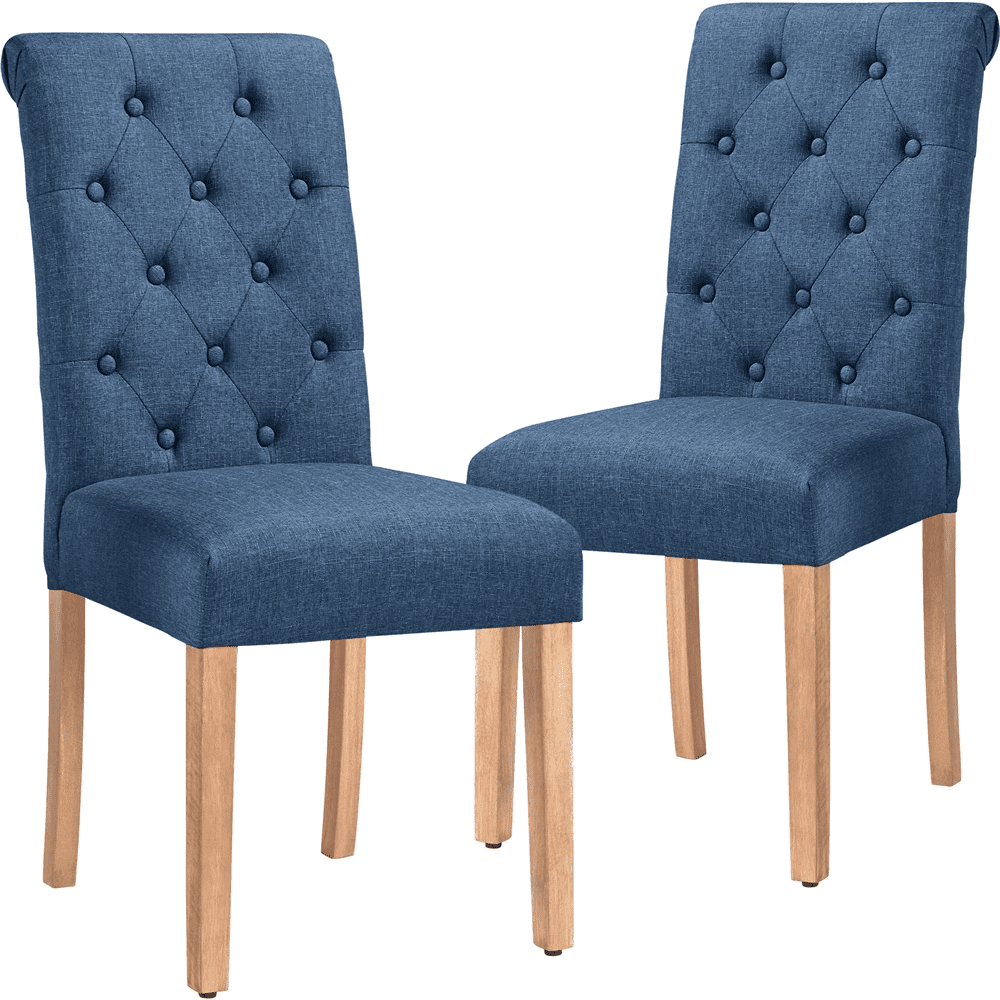 Alden Design 2pcs Upholstered Parson Dining Chair High Back, Blue