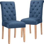 Alden Design 2pcs Upholstered Parson Dining Chair High Back, Blue