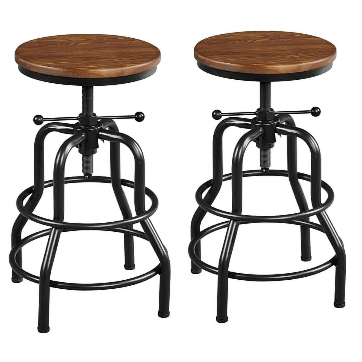 Alden Design 2pcs Vintage Metal Industrial Bar Stool Counter Height for Kitchen Bar, Brown, image size:1200x1200