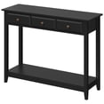 thumbnail image 1 of Alden Design 3-Drawer Wooden Console Table with Storage Shelf for Entryway, Black, 1 of 10