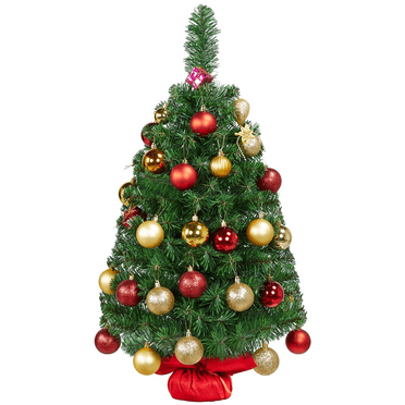 Alden Design 3 Ft Mini Artificial Christmas Tree with Cement Base, Green