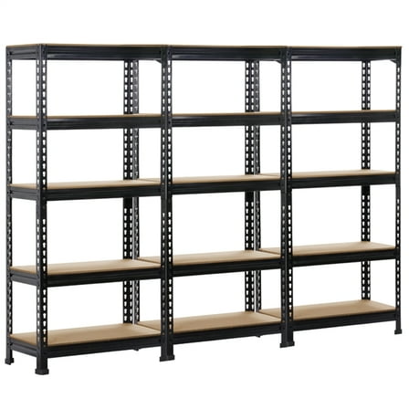 Alden Design 3 Pack 5 Tiers Metal Storage Shelf, Black
