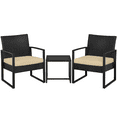 thumbnail image 1 of Alden Design 3-Piece Bistro Set with Rattan Chairs for Outdoor Patio and Balcony, Beige Cushions, 1 of 9