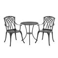 thumbnail image 1 of Alden Design 3-Piece Cast Aluminum Patio Bistro Set with Umbrella Hole, Black, 1 of 8