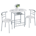 thumbnail image 1 of Alden Design 3 Piece Modern Round Dining Table Set with Steel Legs for Kitchens, White, 1 of 8