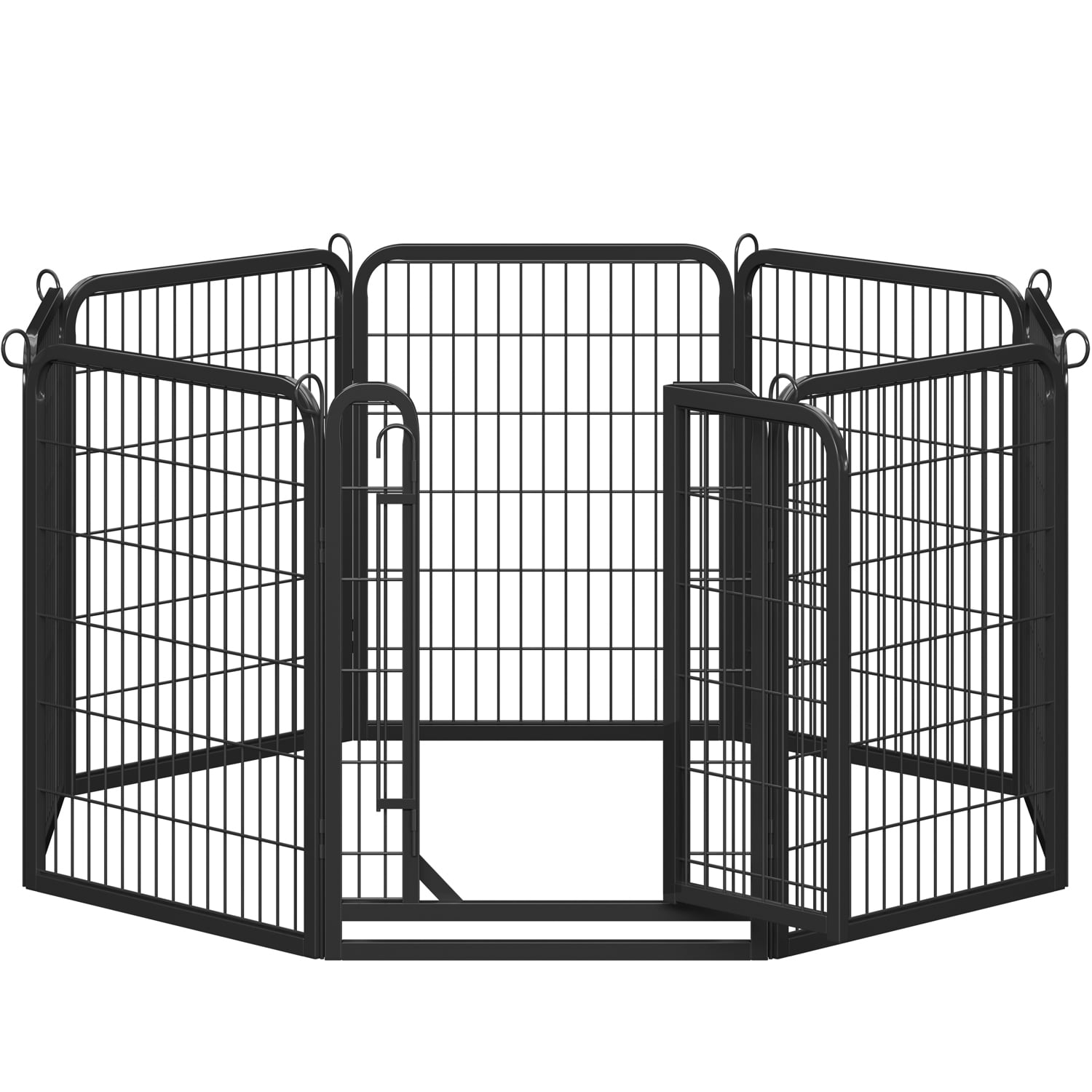 Alden Design 24 Panels Metal Dog Playpen with Door, 31.5″ Tall, Black