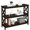 thumbnail image 1 of Alden Design 3-Tier X-Design Console Table with Storage Shelves, Espresso, 1 of 8