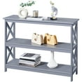 thumbnail image 1 of Alden Design 3-Tier X-Design Wooden Console Table with Storage Shelves for Entryway, Gray, 1 of 9