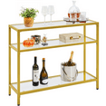 thumbnail image 1 of Alden Design 3-layer Modern Tempered Glass Console Table with Sturdy Metal Frame for Living Room, Gold, 1 of 8