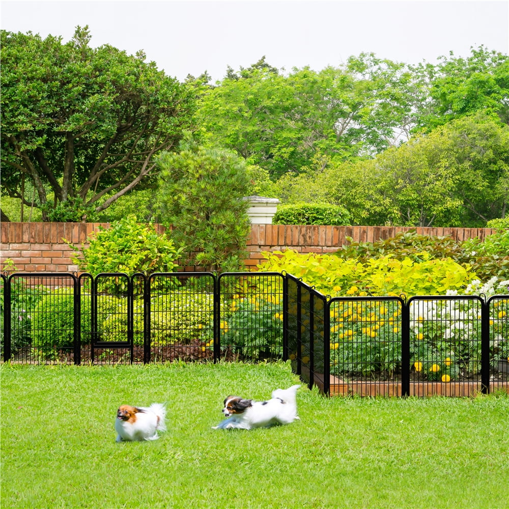Alden Design 31.5″H Metal Pet Playpen Steel Dog Cat Exercise Barrier Outdoor Indoor Fence Door
