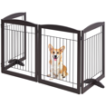 thumbnail image 1 of Alden Design 31.5" Height Foldable Pet Gate with 2 Support Feet, Espresso, 1 of 11