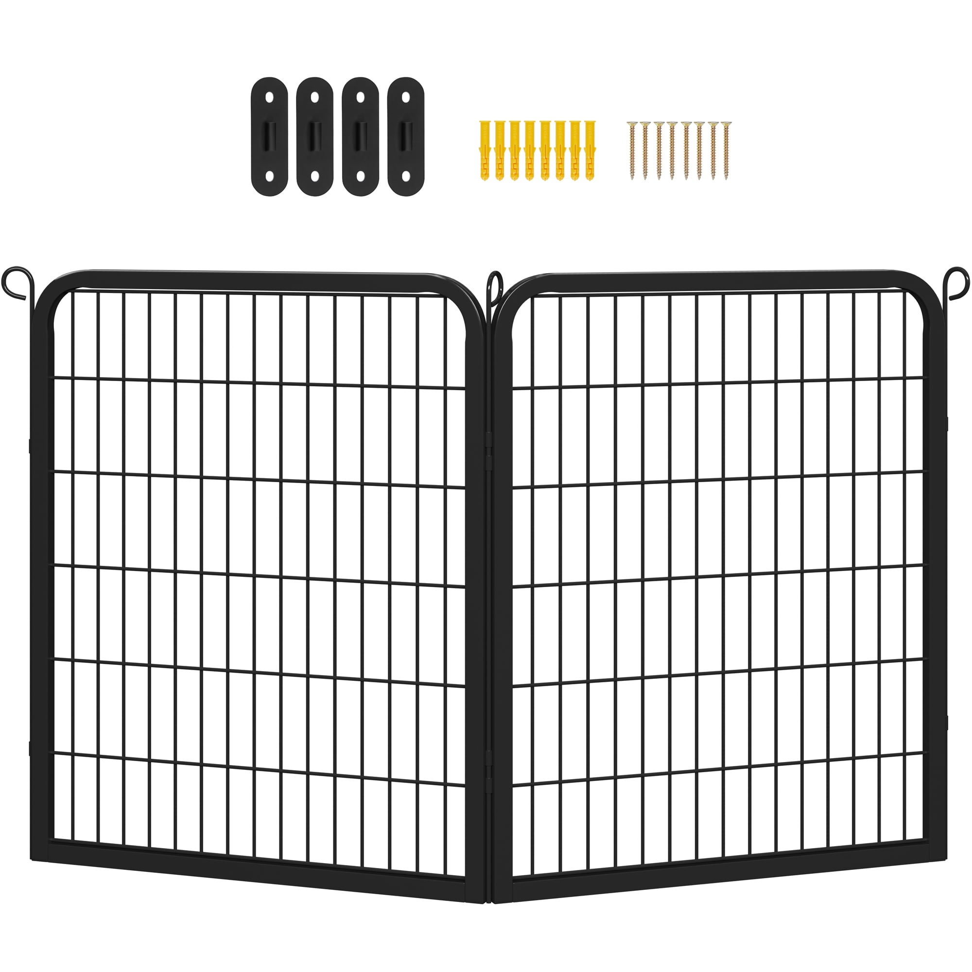 Alden Design 31.5″ Tall 4 Panels Portable Dog Playpen Dog Gate, Black