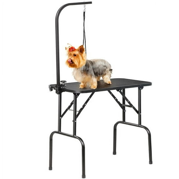 Alden Design 32"Adjustable Pet Foldable Grooming Table Dog Cat Trimming W/Loop Noose Arm Non-slip Grooming Table