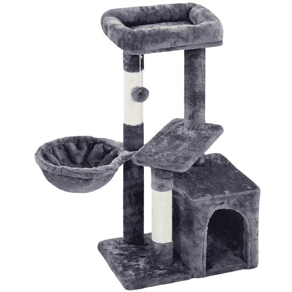 Alden Design 34.5" H Cat Tree Tower with Condo and Perches, Dark Gray
