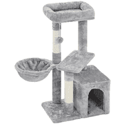 Alden Design 34.5" H Cat Tree Tower with Condo and Perches, Light Gray