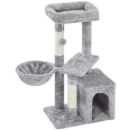 Alden Design 34.5" H Cat Tree Tower with Condo and Perches, Light Gray