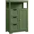 thumbnail image 1 of Alden Design 34″ Tall Bathroom Floor Cabinet with Adjustable Shelf and 3 Drawers, Green, 1 of 9
