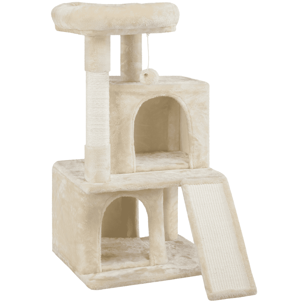 Alden Design 36" Cat Tree Tower with Condo and Scratching Post, Beige