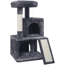 Alden Design 36" Cat Tree with Condo and Scratching Post Tower, Dark Gray