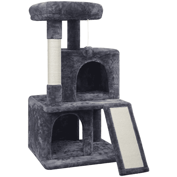 Alden Design 36" Cat Tree with Condo and Scratching Post Tower, Dark Gray