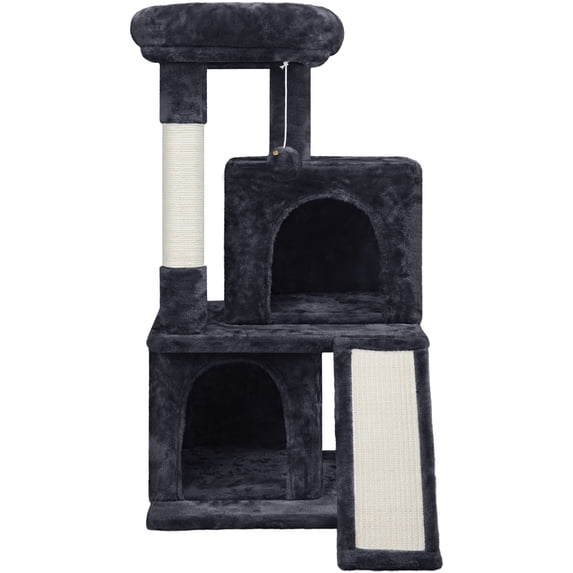 Alden Design 36" Cat Tree with Condos and Scratching Post Tower, Black