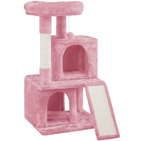 Alden Design 36" Cat Tree with Condos and Scratching Post Tower, Pink