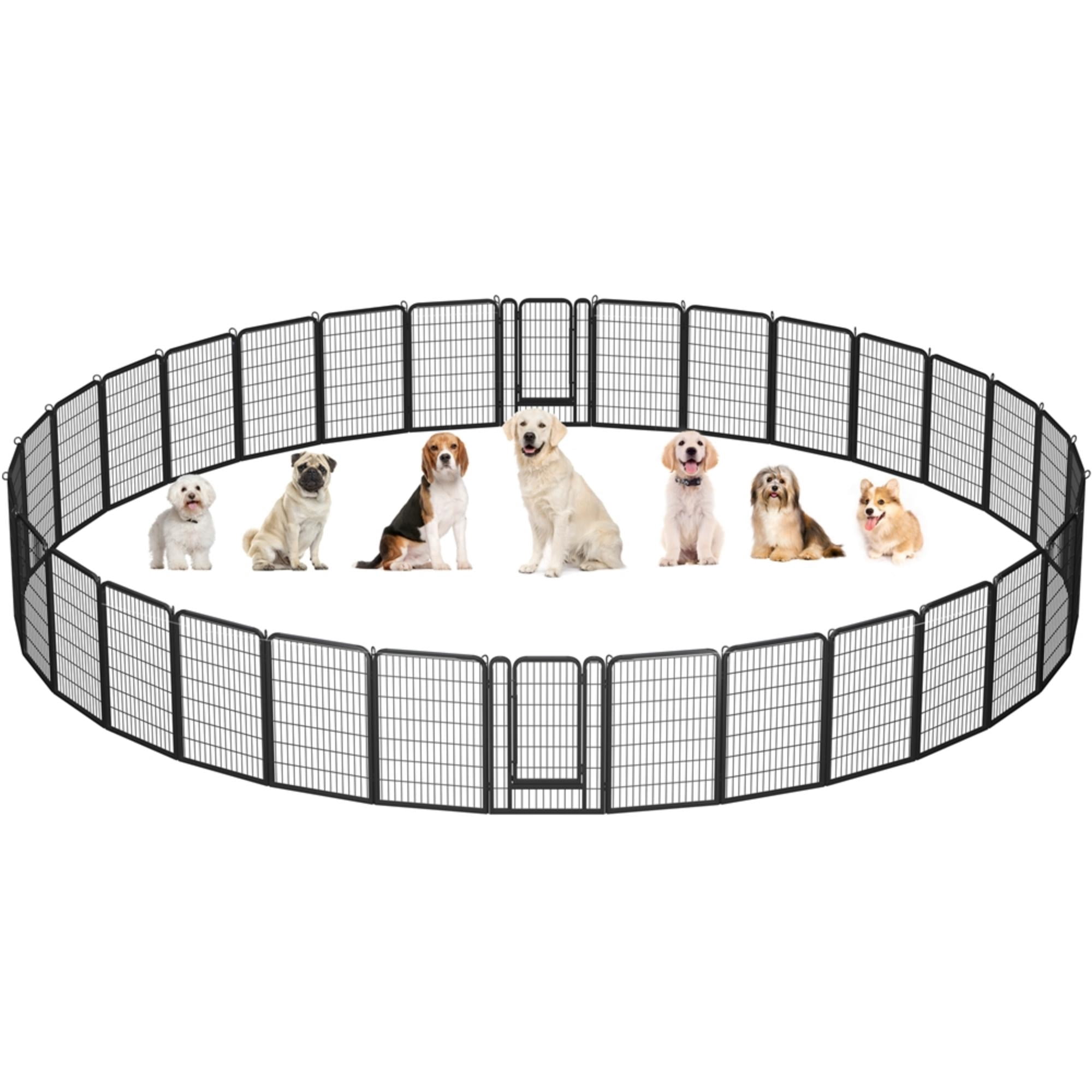 Alden Design 39.5″ H 32 Panels Dog Playpen with Door, Black