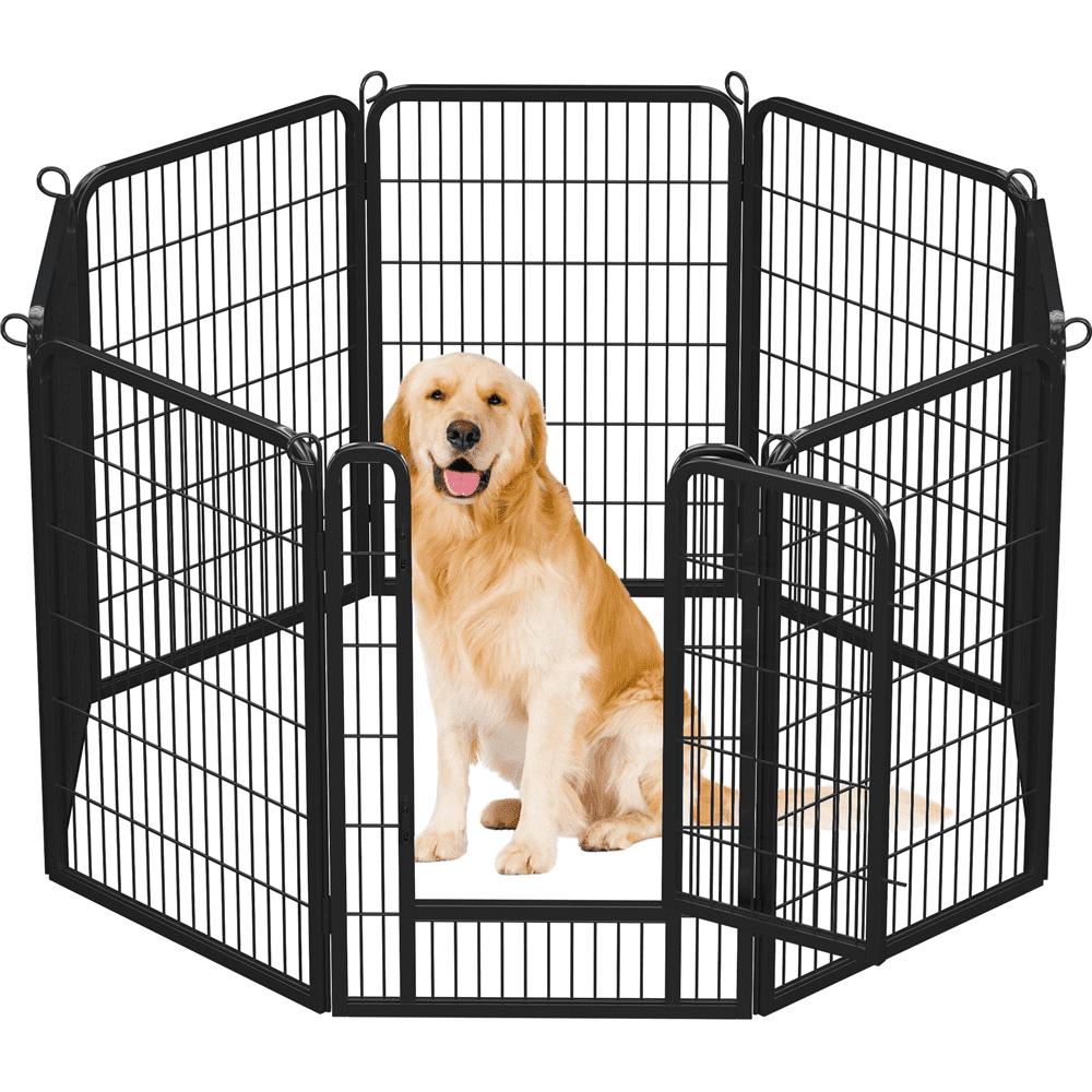 Alden Design 39.5″H Dog Playpen with Door for Outdoor Indoor, 8 Panels, Black
