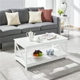 thumbnail image 1 of Alden Design  39.5 in 2-Tier Wood x Design Coffee Table with Storage Shelf for Living Room, White, 1 of 11