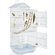 Alden Design 39H Metal Large Birdcage with Roof Top, White