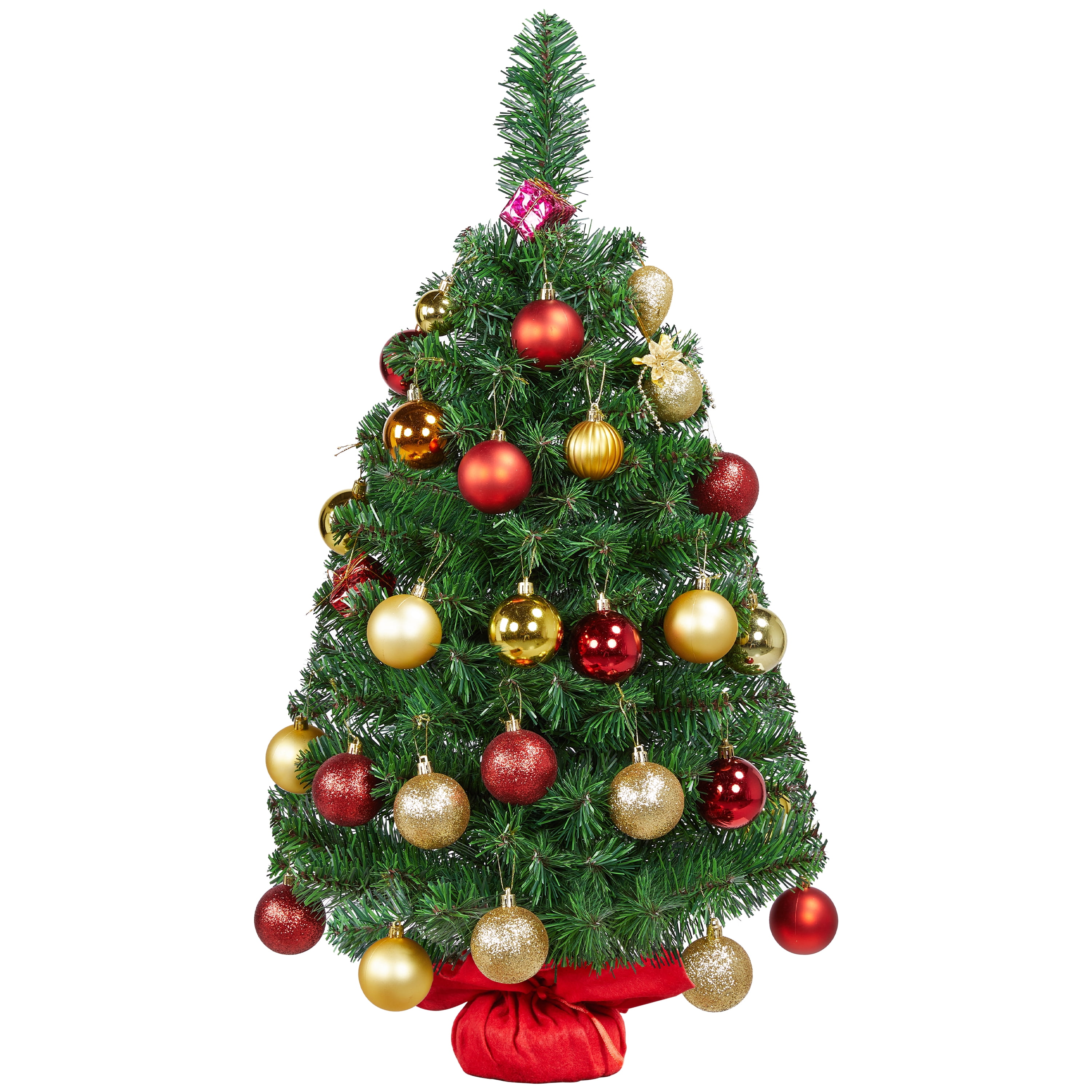 Alden Design 3FT Mini Artificial Christmas Tree with Concrete Base Tabletop Holiday Decoration Tree, Green