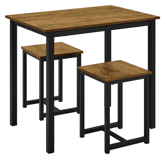 Alden Design 3pcs Industrial Dining Set, Rustic Brown