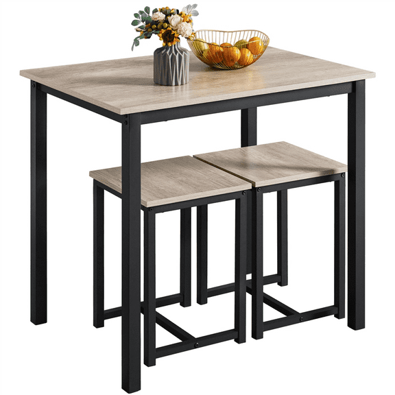 Alden Design 3-Pieces Industrial Dining Set Indoor, Rustic Gray