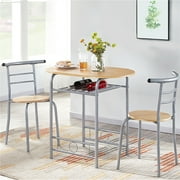 Alden Design 3pcs Modern Dining Set with Round Table and 2 Chairs, Multiple Colors